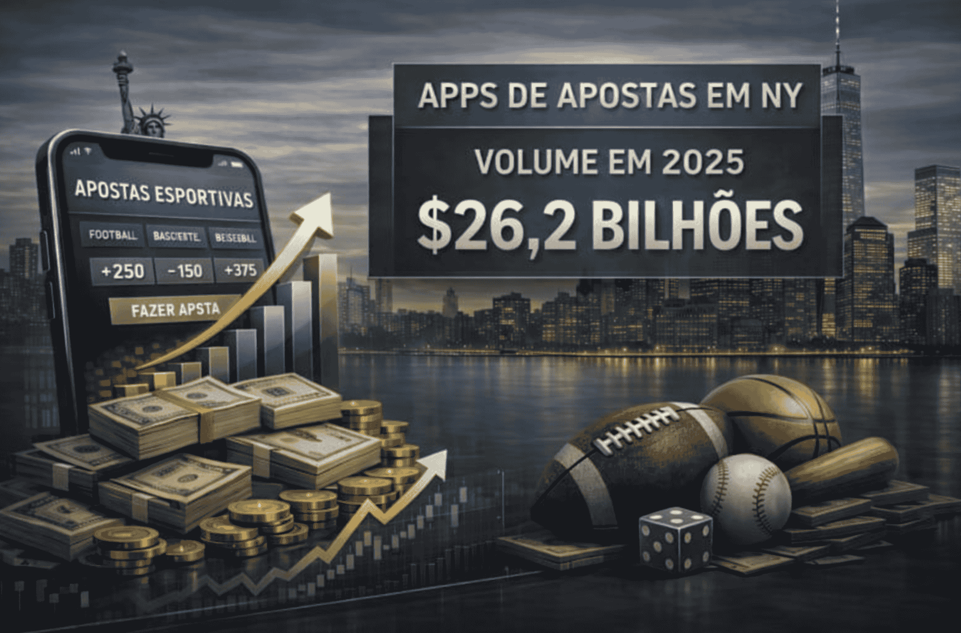 Apostas esportivas em Nova York crescem 73% e 2025 bate recorde