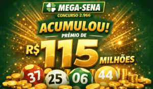Mega-Sena acumula novamente e prêmio chega a R$ 115 milhões