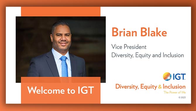 IGT da la bienvenida a Brian Blake como nuevo vicepresidente de diversidad, equidad e inclusión