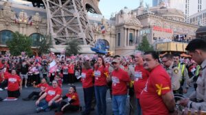 Union members arrested for disrupting traffic in workers’ rights strike on LV Strip