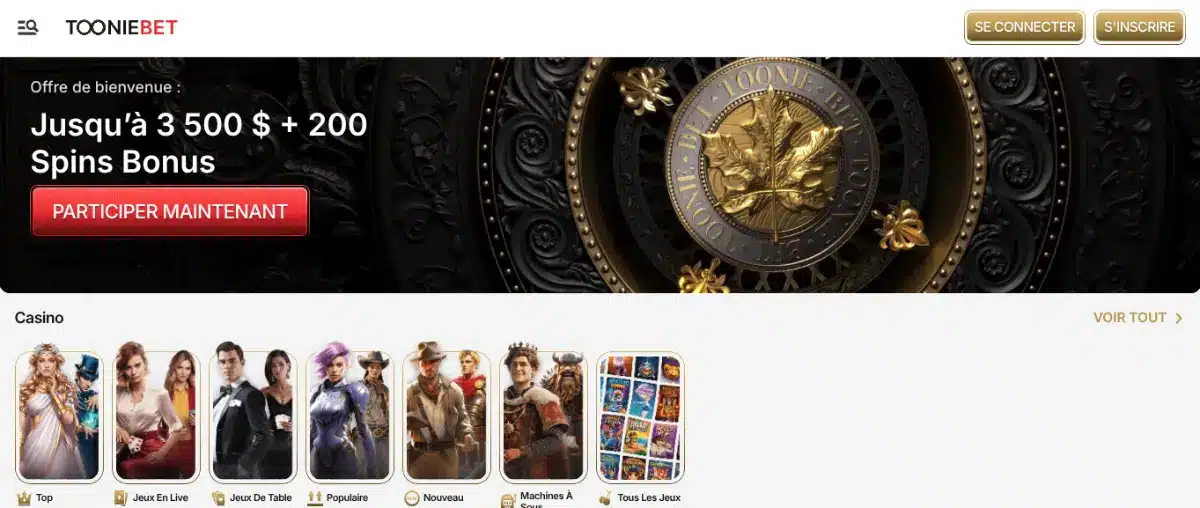 toonie bet page d'accueil