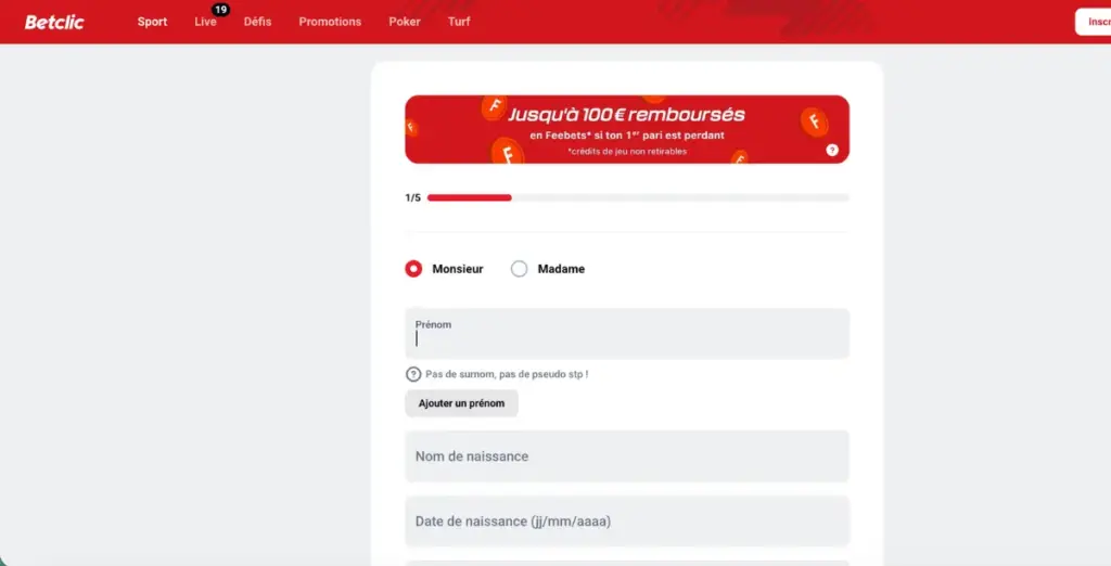 remplir vos informations personnelles sur un casino en ligne français