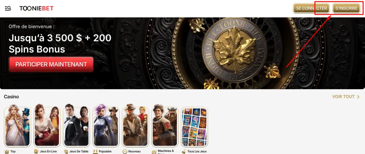 toonie bet s'inscrire