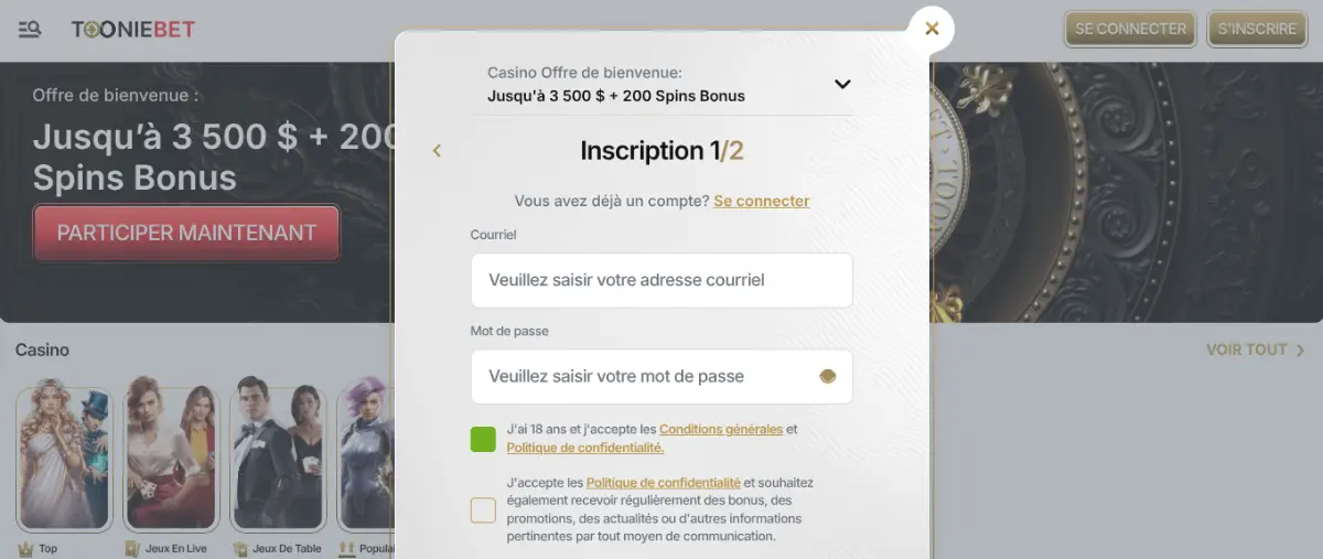 toonie bet formulaire