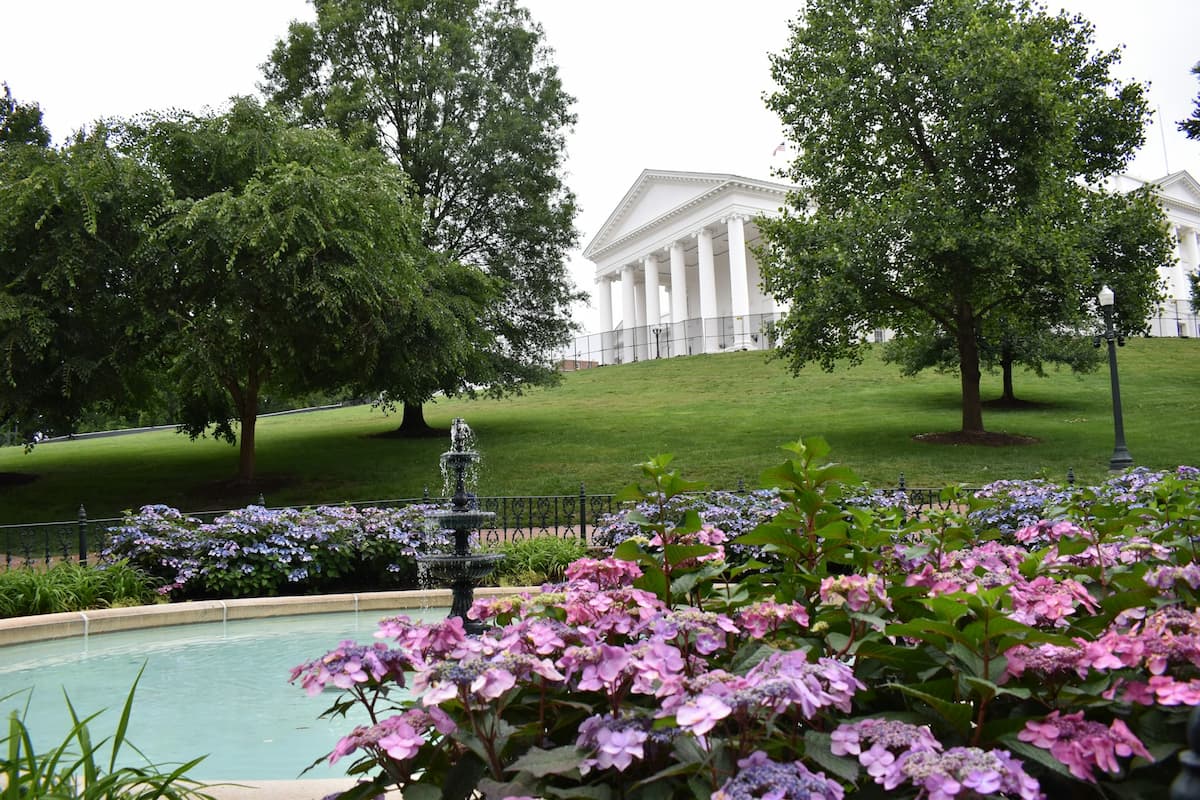 Virginia State Capitol Garden and Building in Richmond