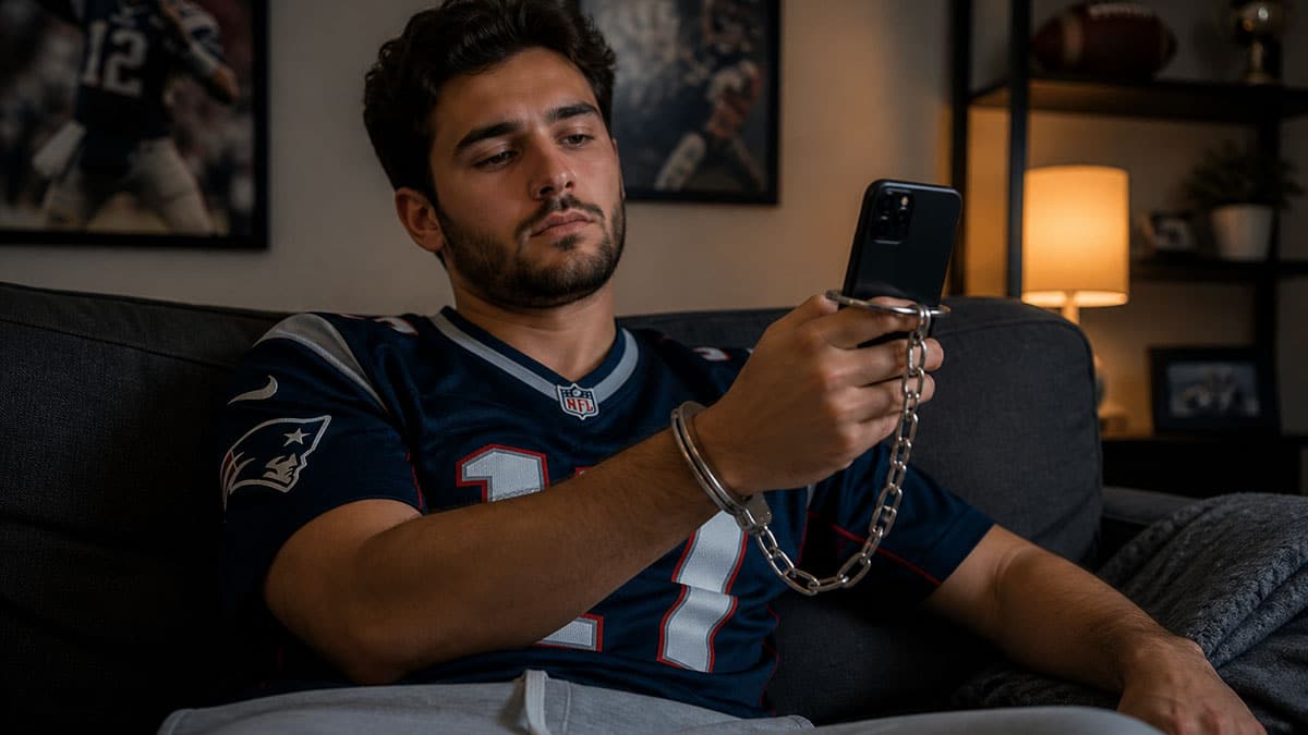 Man Handcuffed Smartphone