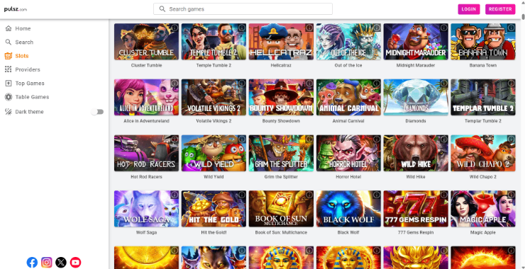 Pulsz Casino slots and table games