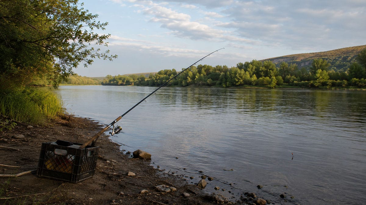 Unattended Fishing Rod Calm River