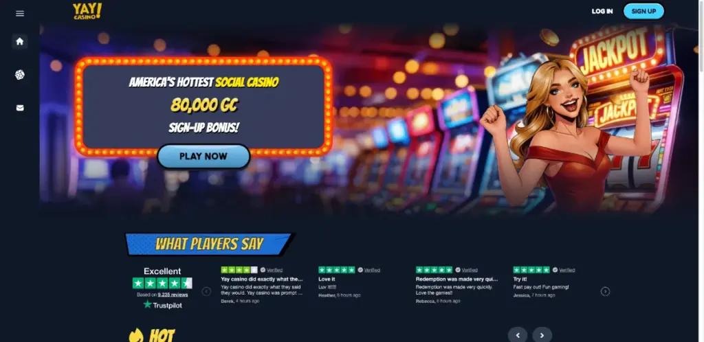 Yay Casino homepage on desktop